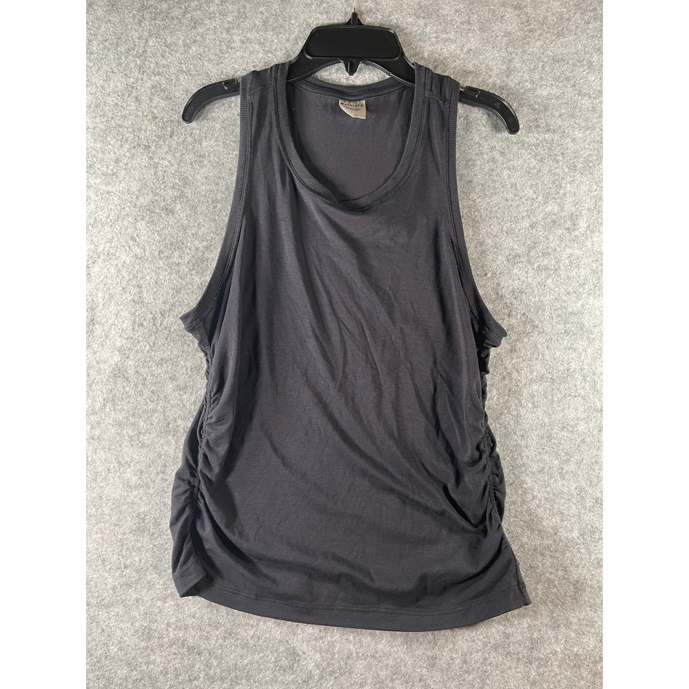 Athleta Womens Black Ruched‎ Side Racerback Tank Top Sleeveless Crew Neck Medium
